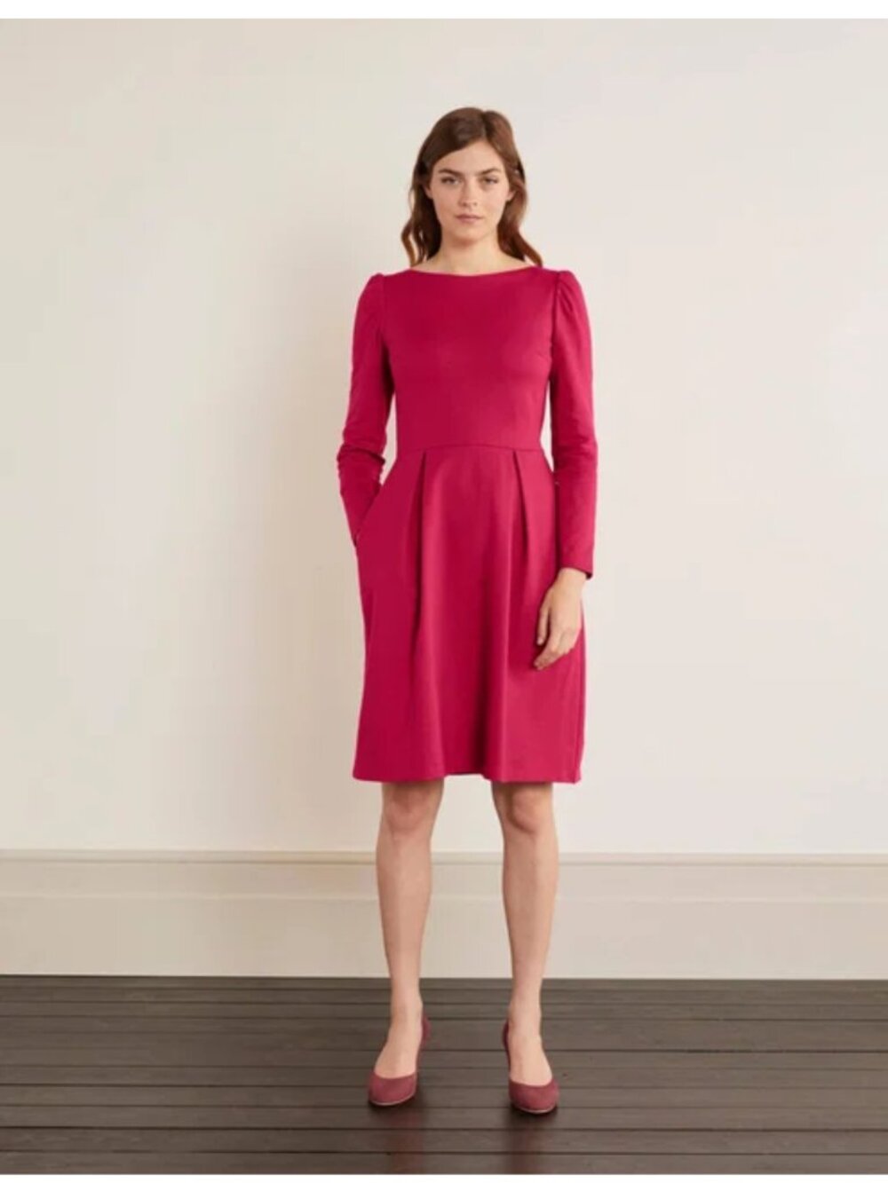 NWT BODEN Melanie Ponte Dress in Pinkish Red Size US 10L